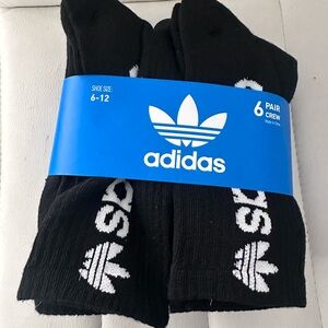 Brand New adidas Men's Black and White Crew Socks - 6 Pack (shoe size 6-12)